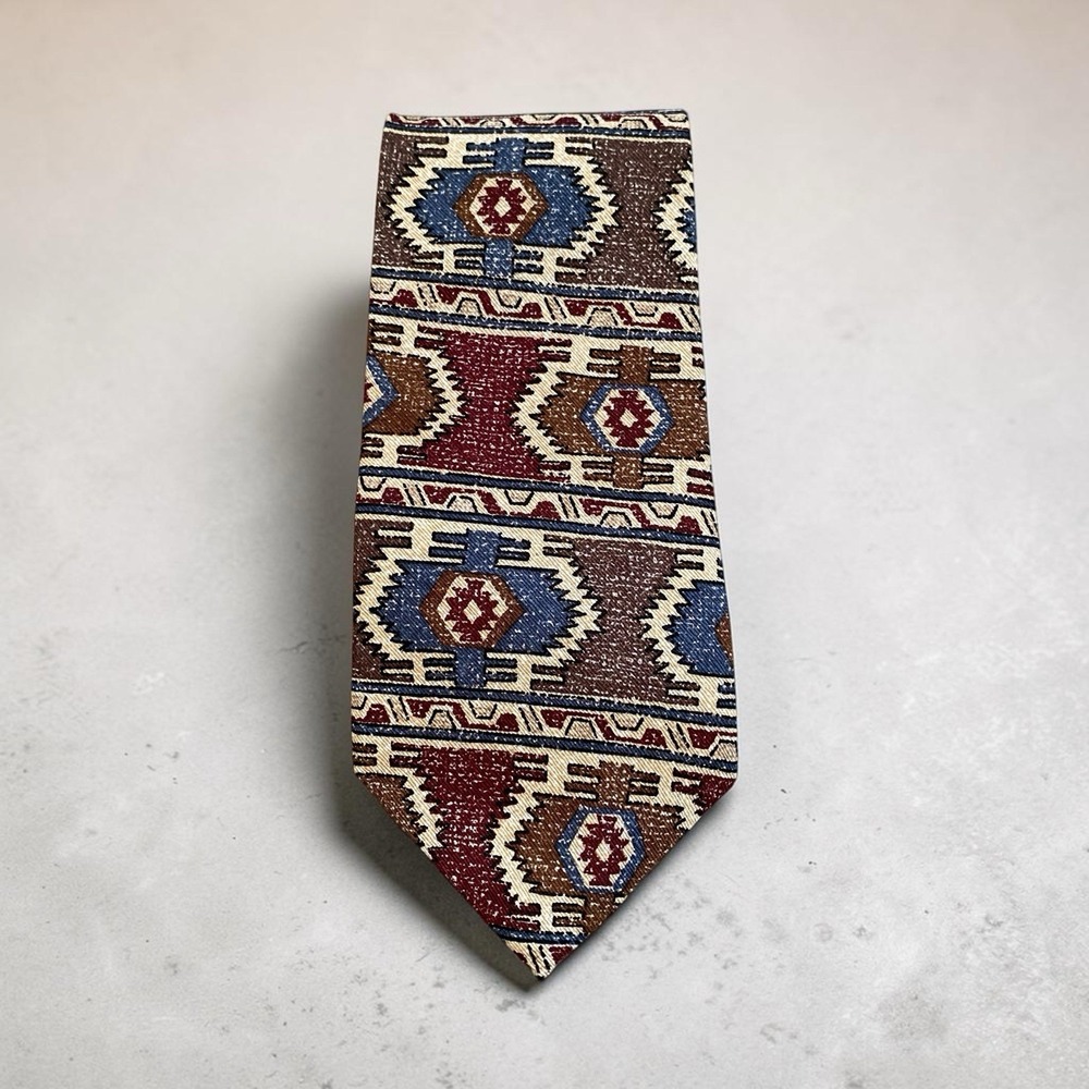 Vintage Wembley Silk Tie Necktie Aztec Multicolor